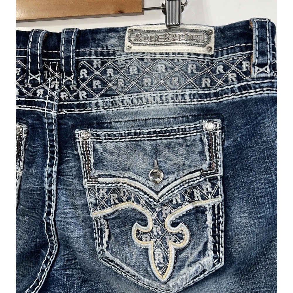 Rock Revival Rosewood Embroidered Easy Skinny stretch Jeans Size 36 NO Pilling